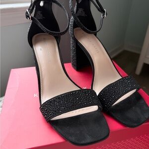 Kelly & Katie Black Sparkle Block Heels
